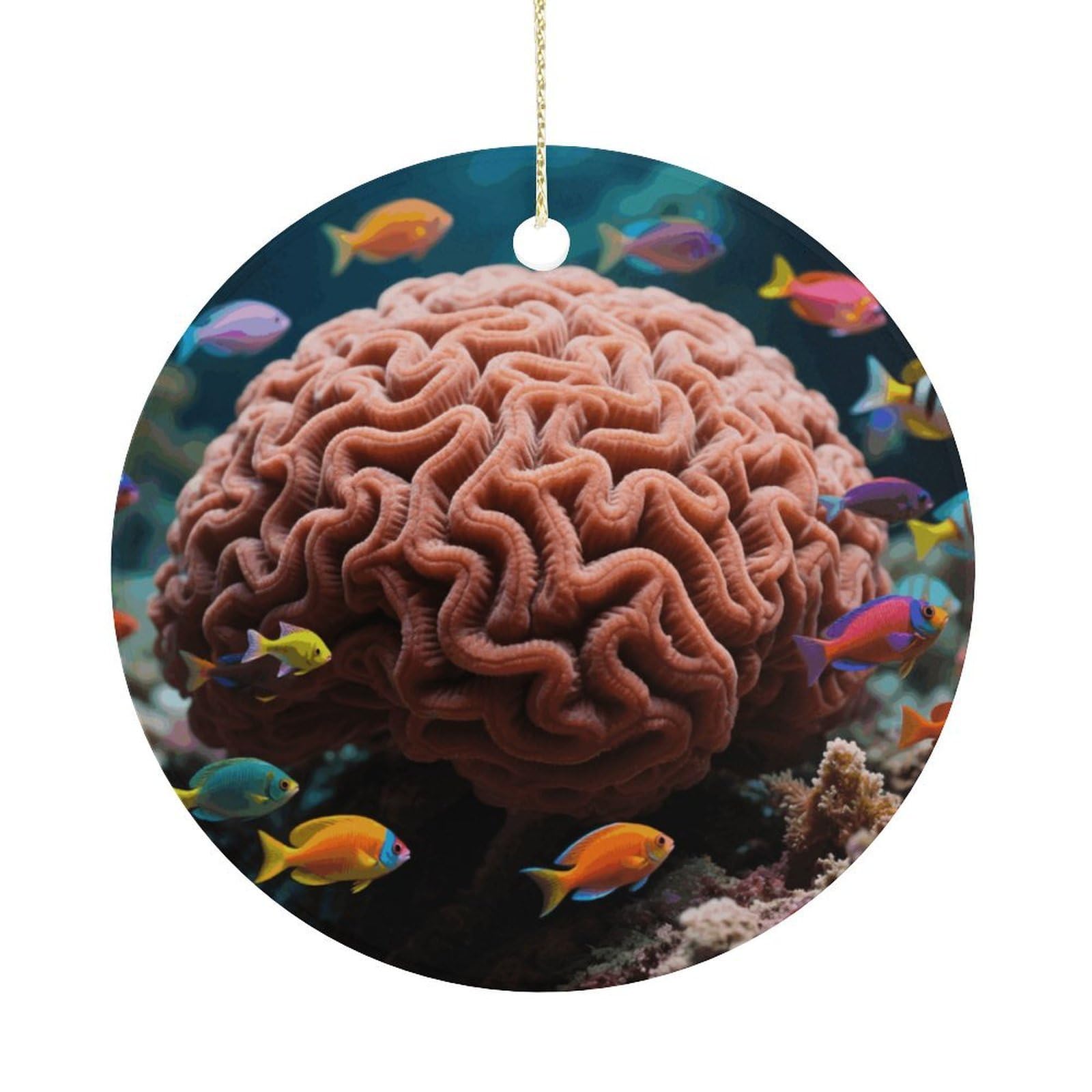 Personalized Christmas Ornaments 2025 Ceramic Hanging BrainCoral Ornaments with Gold String Double-Sided Vintage Holiday Decorations for Tree Mantel Tabletop Xmas Party Favors