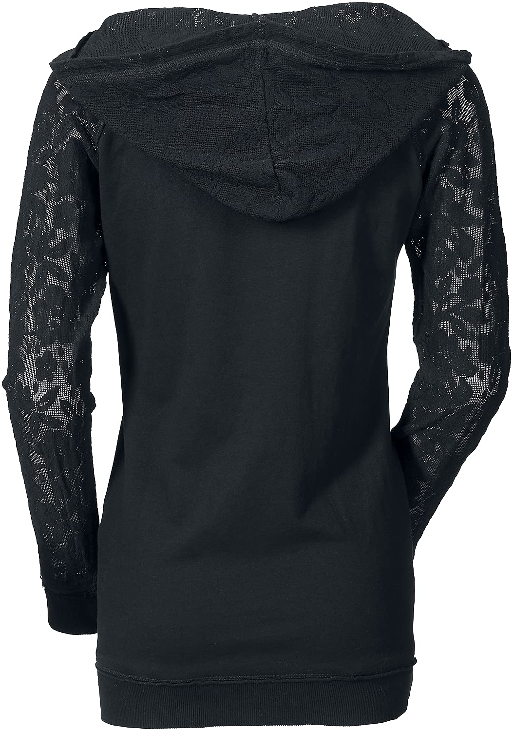 Gothicana by EMP Damen schwarzer Kapuzenpullover mit Spitze