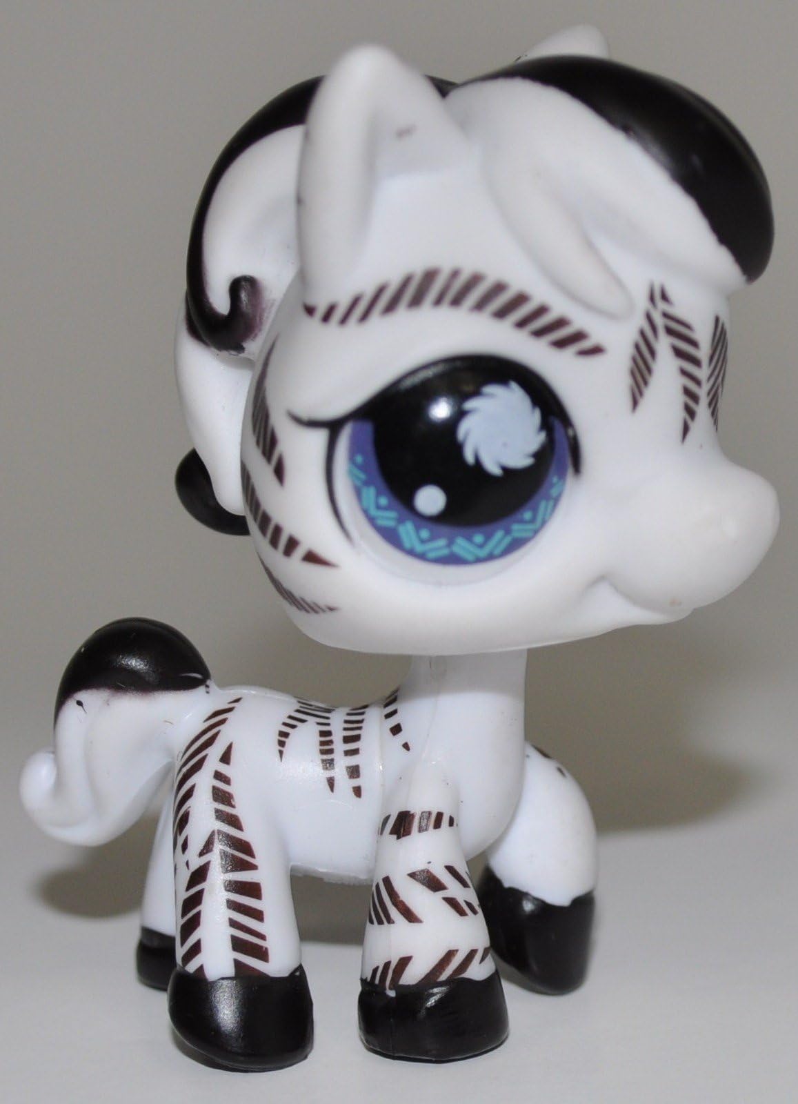 Zebra #903 (Blue Eyes, White Nose) - Littlest Pet Shop (Retired) Collector Toy - LPS Collectible Replacement Single Figure - Loose (OOP Out of Package & Print)