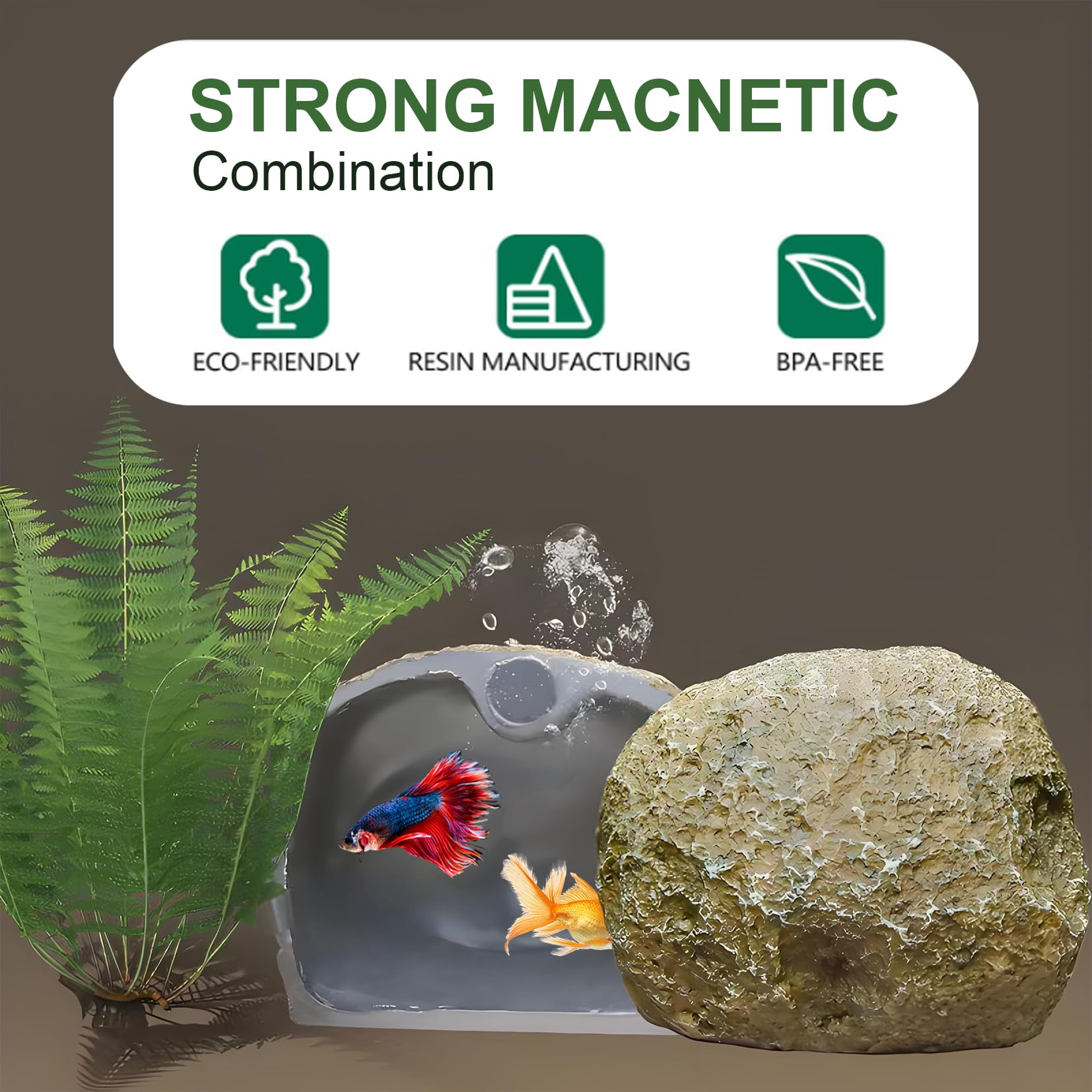 Aquarium Decor Ornaments,Magnetic Detachable Fish Tank Decorations Hideout,Resin Fish House for Betta Fish Tank Decor,Shrimp Tank Accessories Cichlid Caves for Aquarium