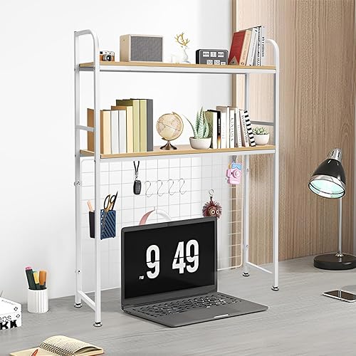Miniatura 7 de Estantería de escritorio, estantería de escritorio, estante de exhibición multiusos de 2 niveles, organizador de escritorio ajustable para
