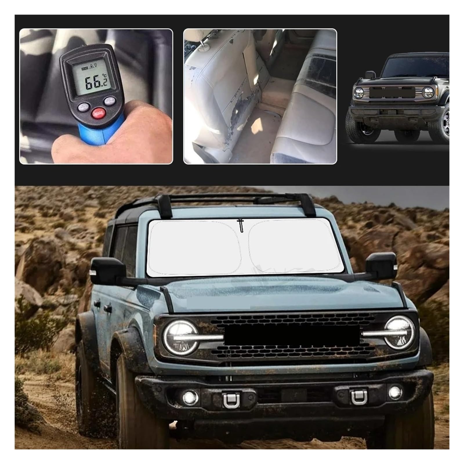Per Ford Bronco 2021-2023 Parasole Finestrini 2/4 Porte Protezione Tende Pieghevoli Parabrezza Auto Ombrello Parasole Auto