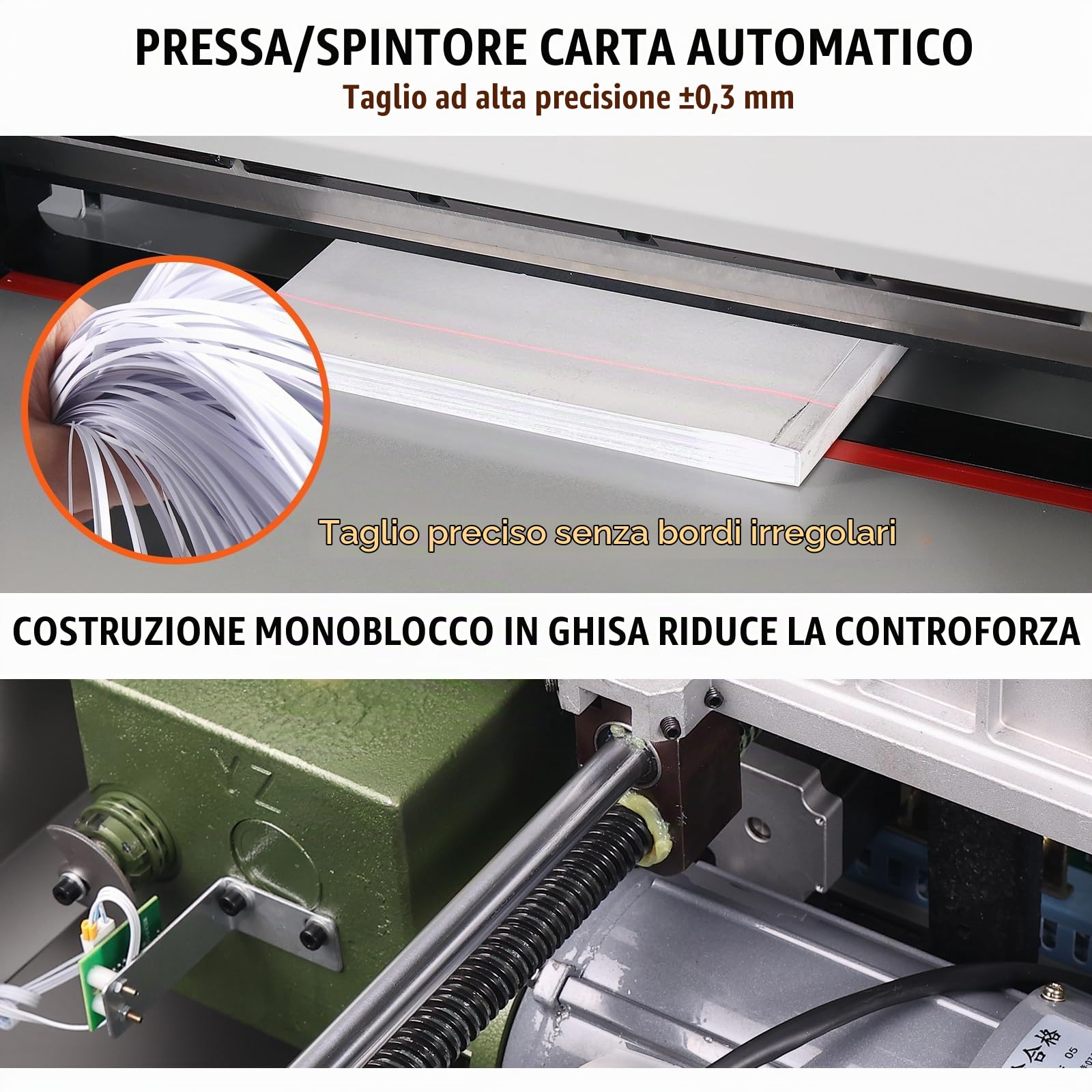 VEVOR Taglierina per Carta Elettrica, Taglierina per Carta da Ufficio Taglio max. 450mm Taglio min. 50mm Spessore Taglio 40mm, Macchina Taglierina per Carta Ufficio Posizionamento Luce a Infrarossi