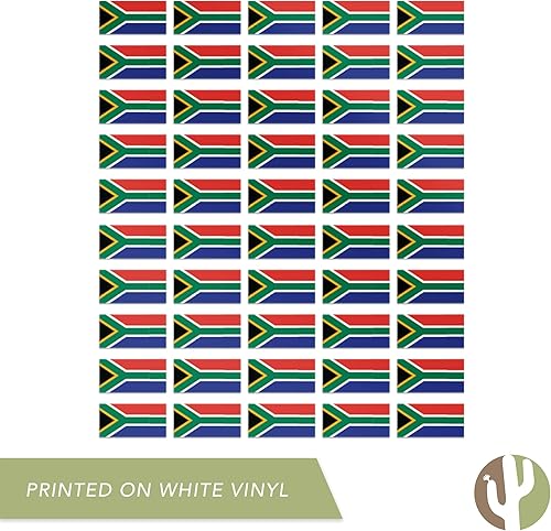 Miniatura 4 de Desert Cactus Adhesivo de bandera de Sudáfrica con diseño de país, hojas rectangulares de 1 pulgada, 50 piezas en total, con logotipo de niños,