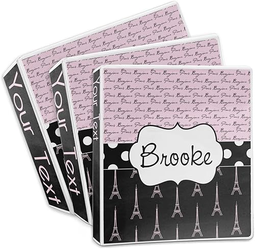 Miniatura 3 de Carpeta personalizada de 3 anillas Paris Bonjour y Torre Eiffel de 2 pulgadas