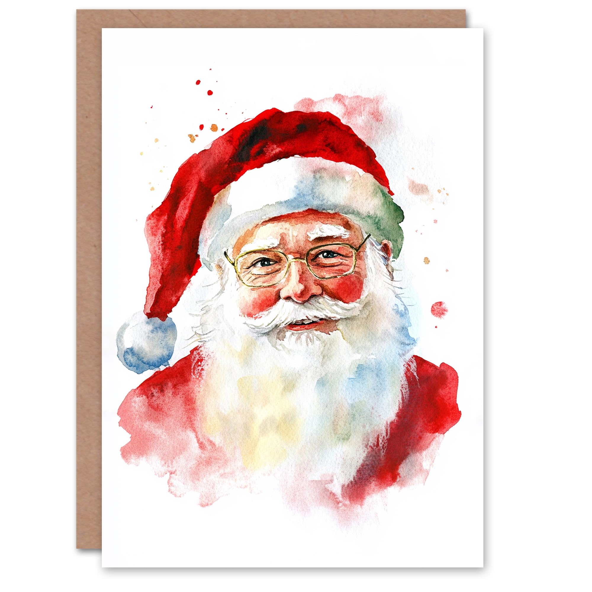Artery8 Greeting Card - Christmas - Santa Claus Portrait - Red
