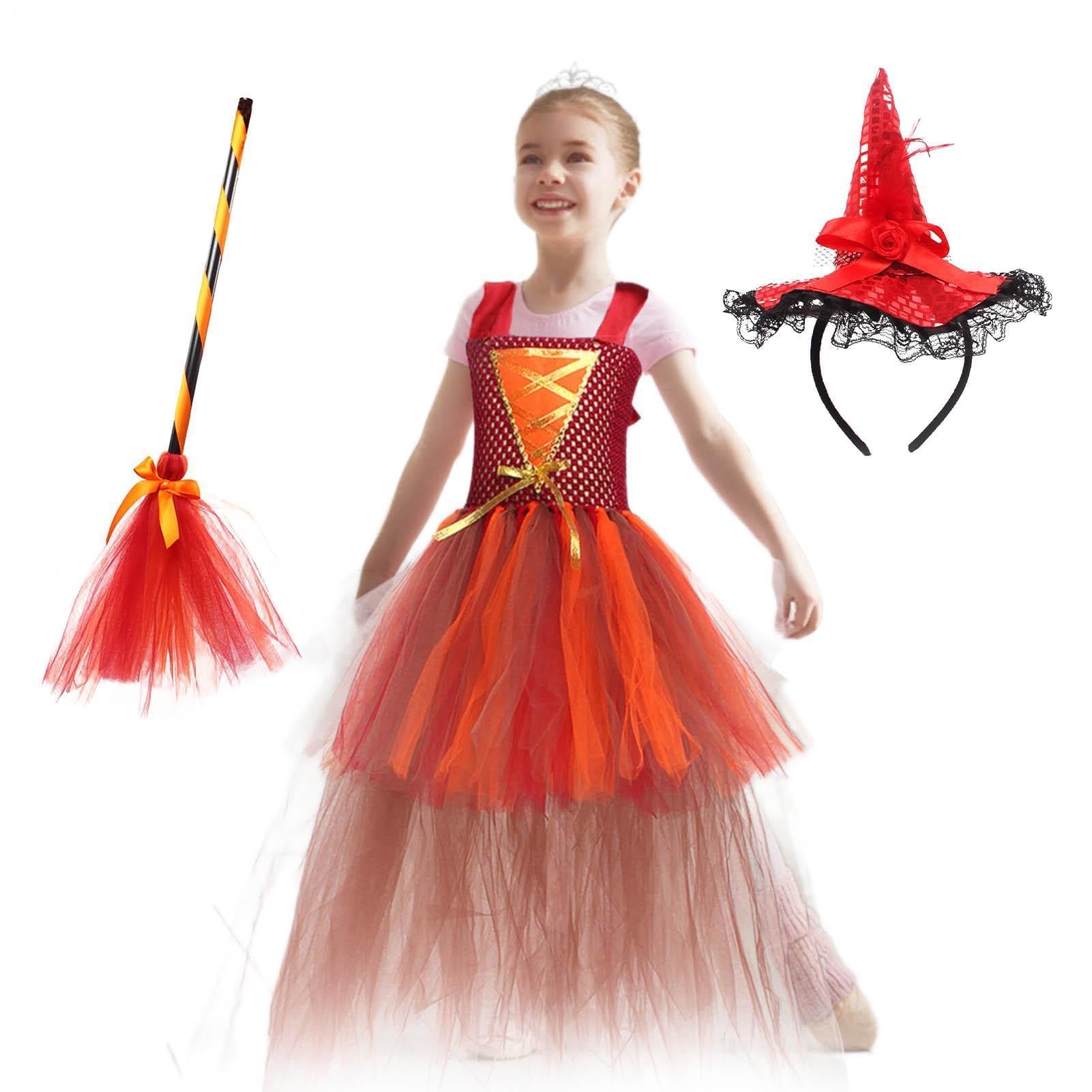 Costume per Bambini Set Travestimento Halloween con Cappello e Scopa