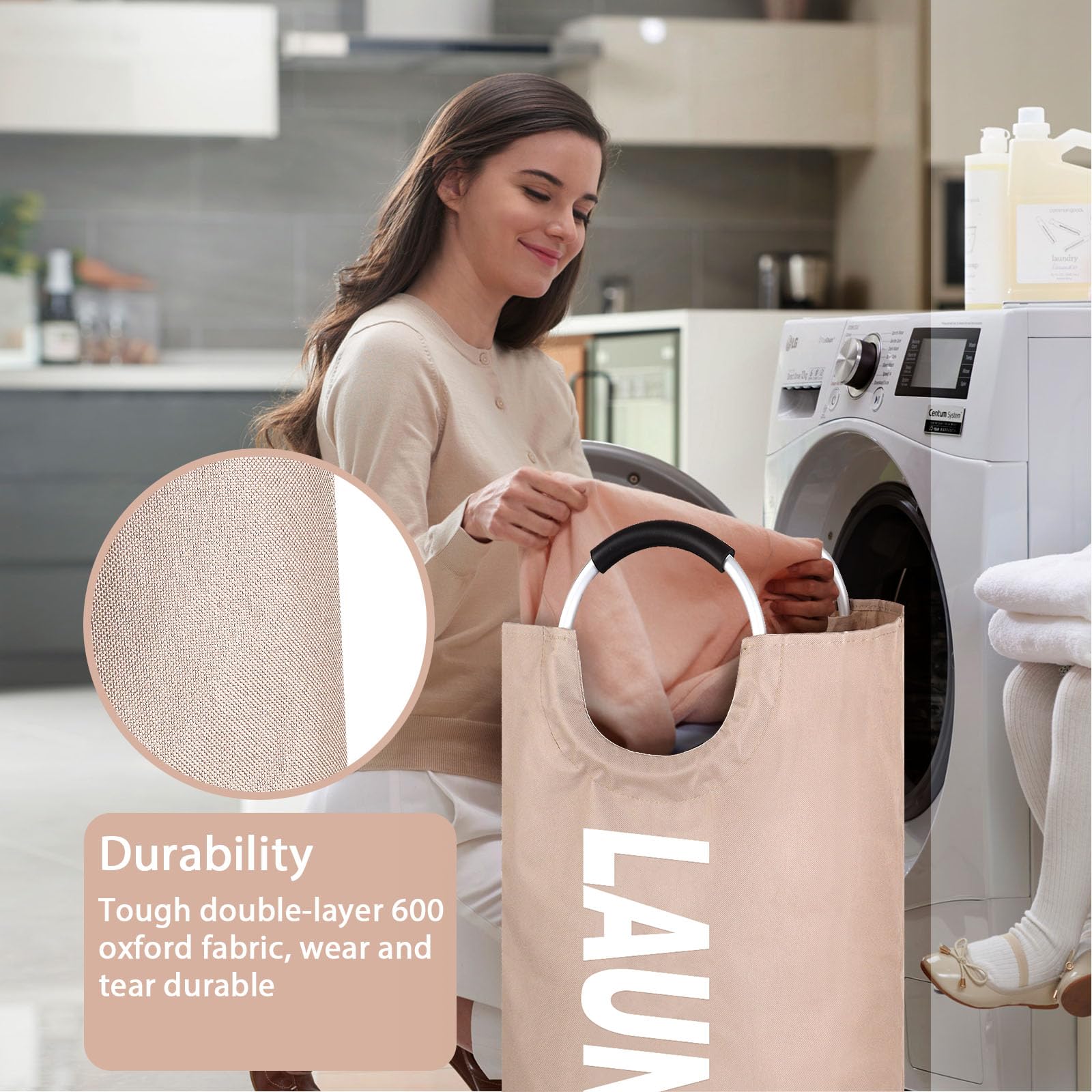2x Große Wäschekörbe 90L Faltbar - Wasserdichte Wäschesammler Mit Alu-Griff Für Bad & Schlafzimmer