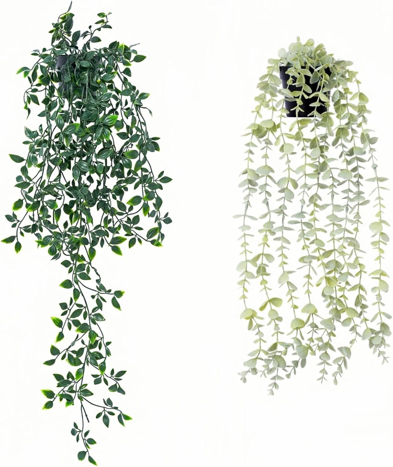 2pcs Fake Hanging Plants for Room Decor, Artificial Potted Plants for Aesthetic Office Living Bedroom Kitchen Patio Bathroom Bookshelf Indoor Outdoor Decor