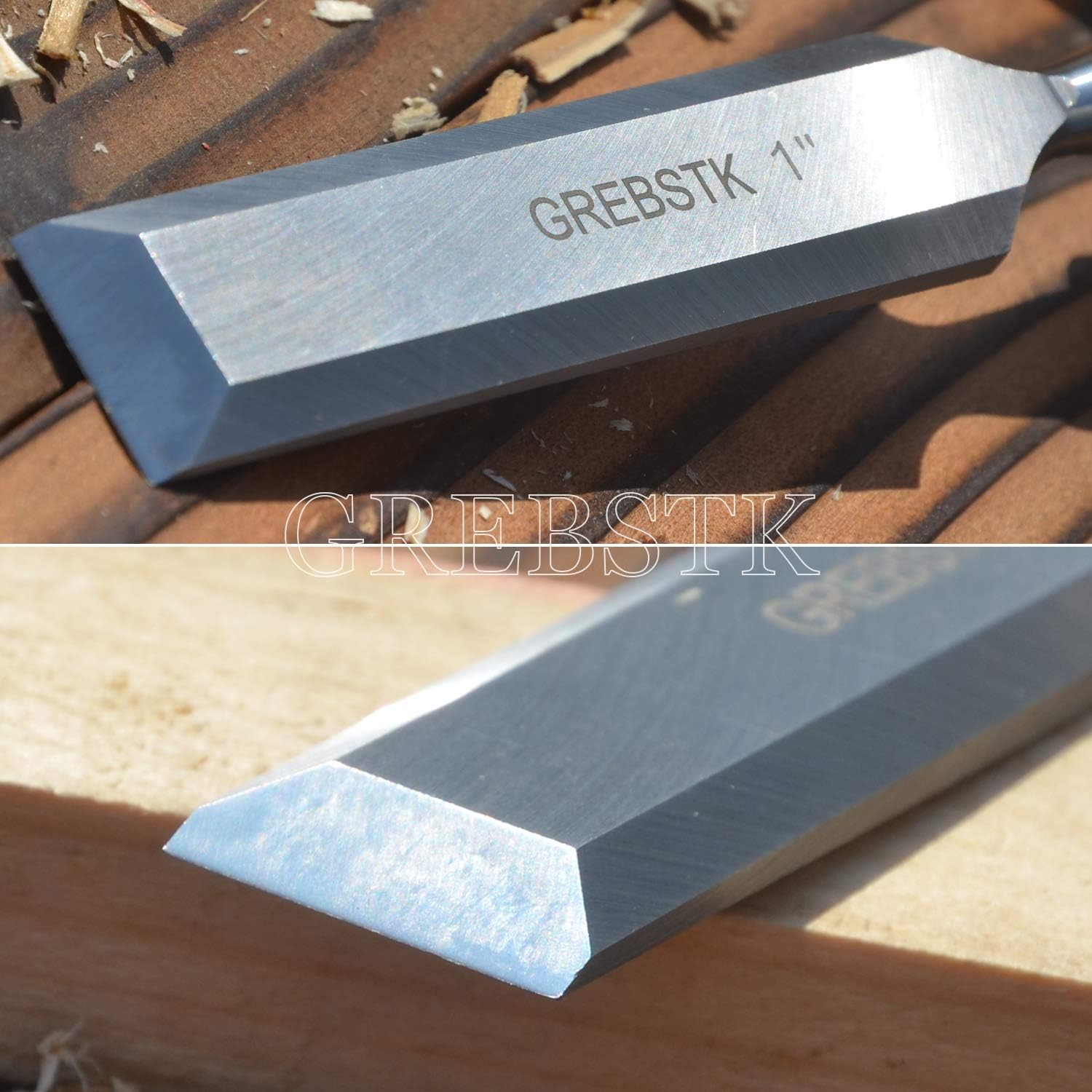 GREBSTK 4 Piece Wood Chisel Set Sturdy CR-V Steel Chisel Beech Handle Woodworking Tools