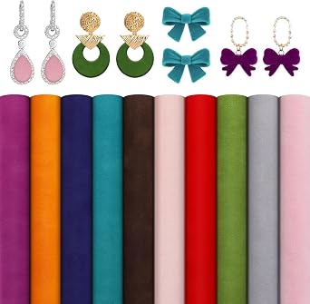TXIN 10 Pcs Double Sided Velvet Fabric 8 x 13 Inch Soft Flocking Fabric Sheets Assorted Color Velvet Short Plush Decorative Cloth Precut Flannel Patchwork Squares for DIY Bows Wallets Hair Accessories