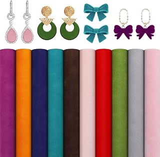 TXIN 10 Pcs Double Sided Velvet Fabric 8 x 13 Inch Soft Flocking Fabric Sheets Assorted Color Velvet Short Plush Decorative Cloth Precut Flannel Patchwork Squares for DIY Bows Wallets Hair Accessories