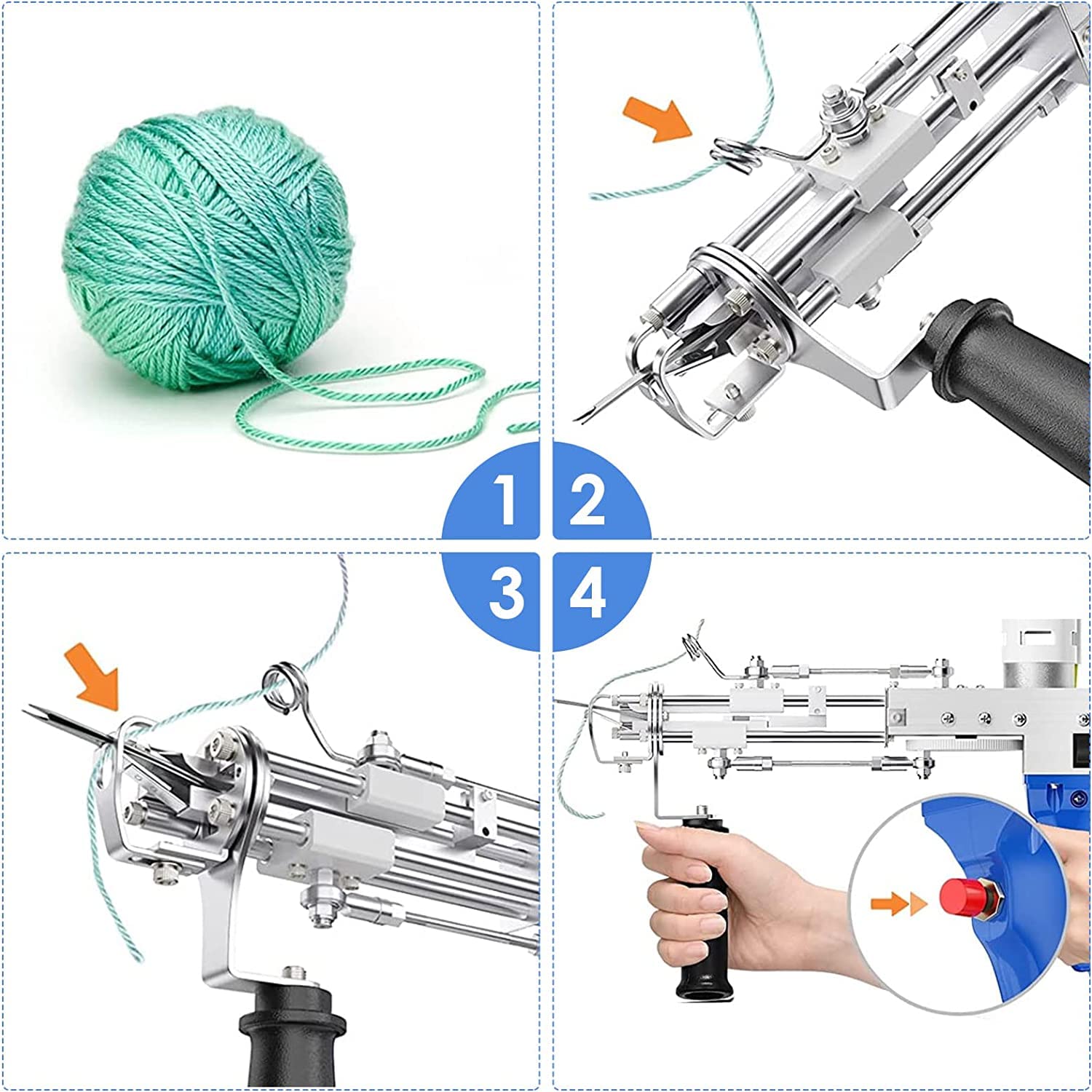 Aomdom Tufting Gun Cut Pile 7-21 mm Rug Machine 5-40 Stiche/Seg Einstellbare Geschwindigkeit