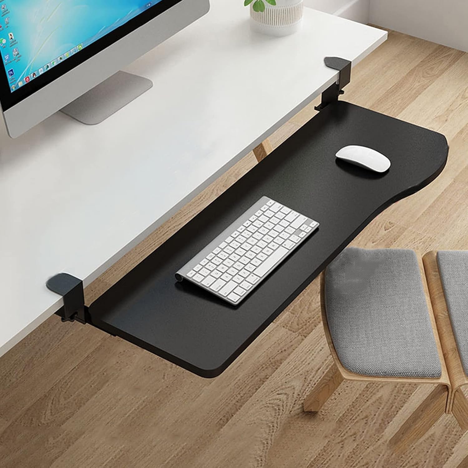 4 Colors Wooden Keyboard Tray Support Under Desk PullOut Keyboard