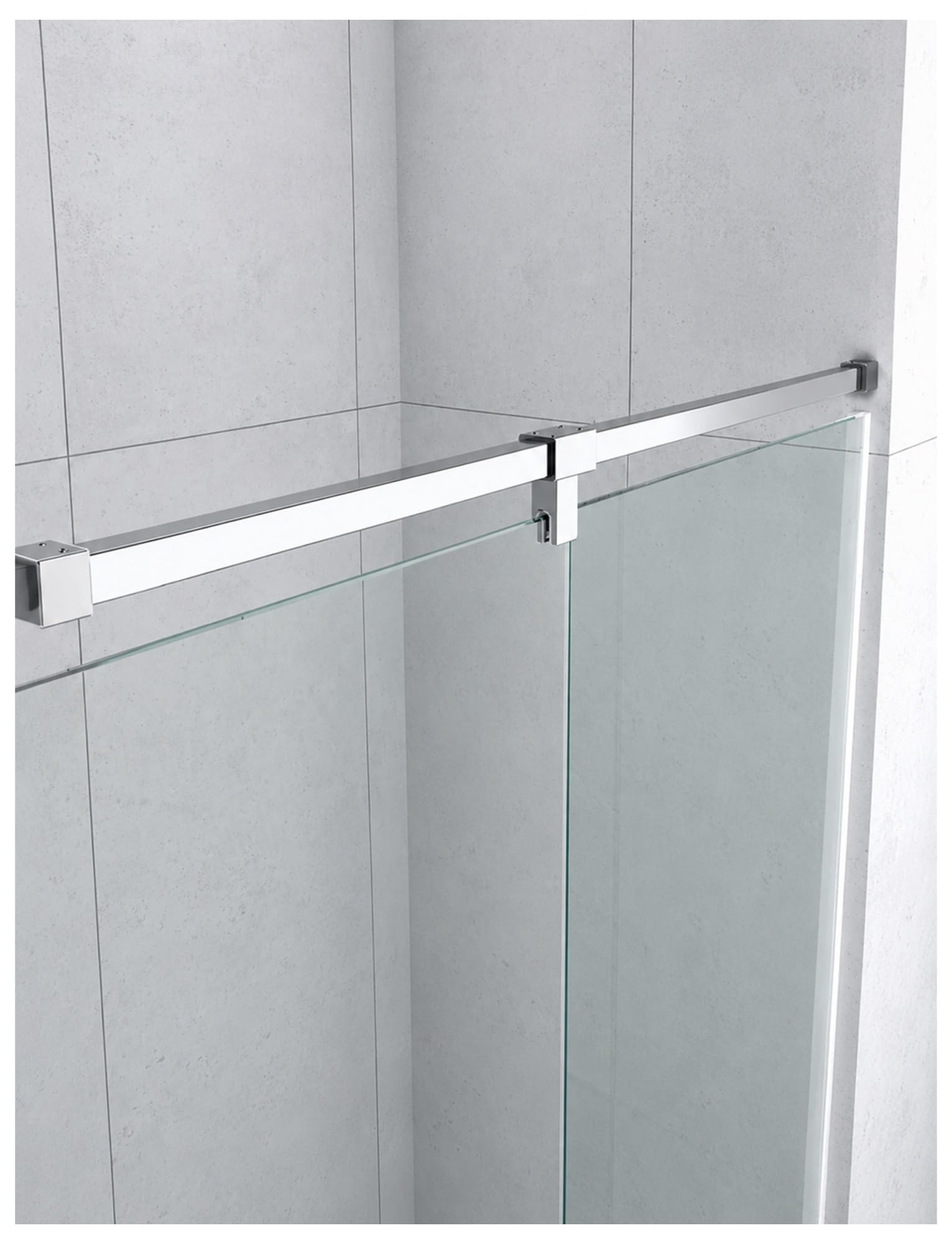 Duschglas-Stabilisator aus Edelstahl, T-förmige Vierkantstrebe | Verschiebbare Mittelhalterung für rahmenloses Glas 8–10 mm, wasserdicht und wackelfest(Silver,L-150 CM)