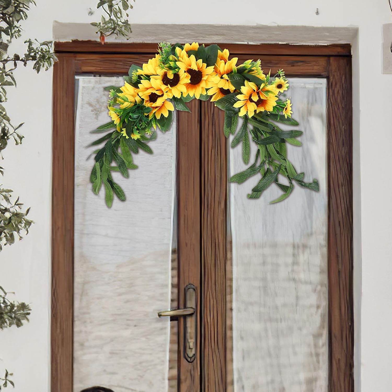 Wedding Door Wreath Artificial Sunflower Swag for Front Door