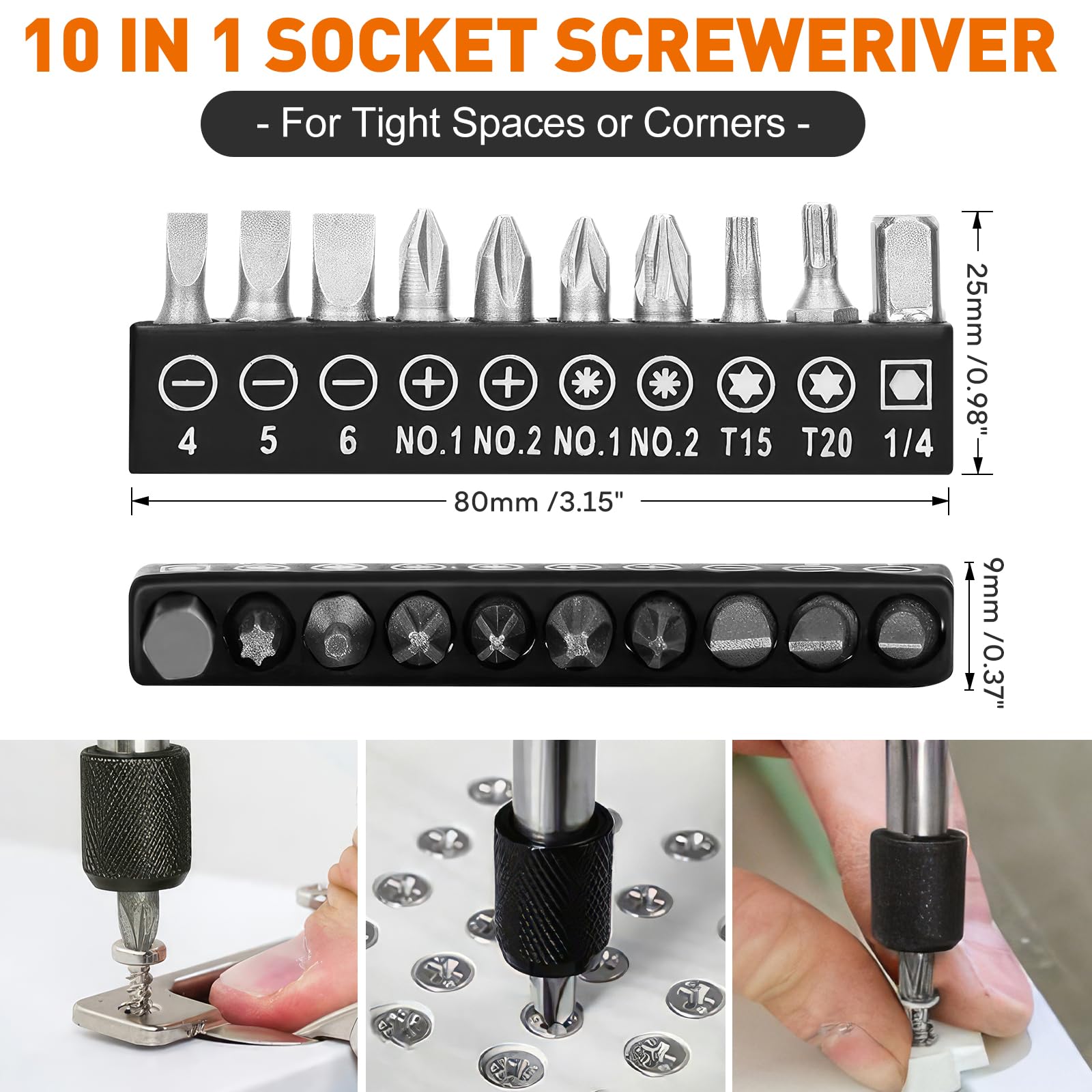 31 Pezzi Prolunga Flessibile per Punte da Trapano, Adattatore per Trapano ad Angolo Retto a 105 Gradi, 1/4" 3/8" 1/2" Adattatore Esagonale, Prolunga Flessibile Drill Bit Holder