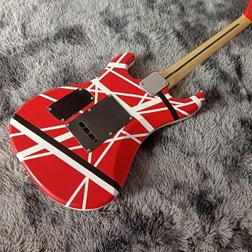 Custom 5150 Red And White Stripe Electric Guitar Basswood Body Bridge Tremolo