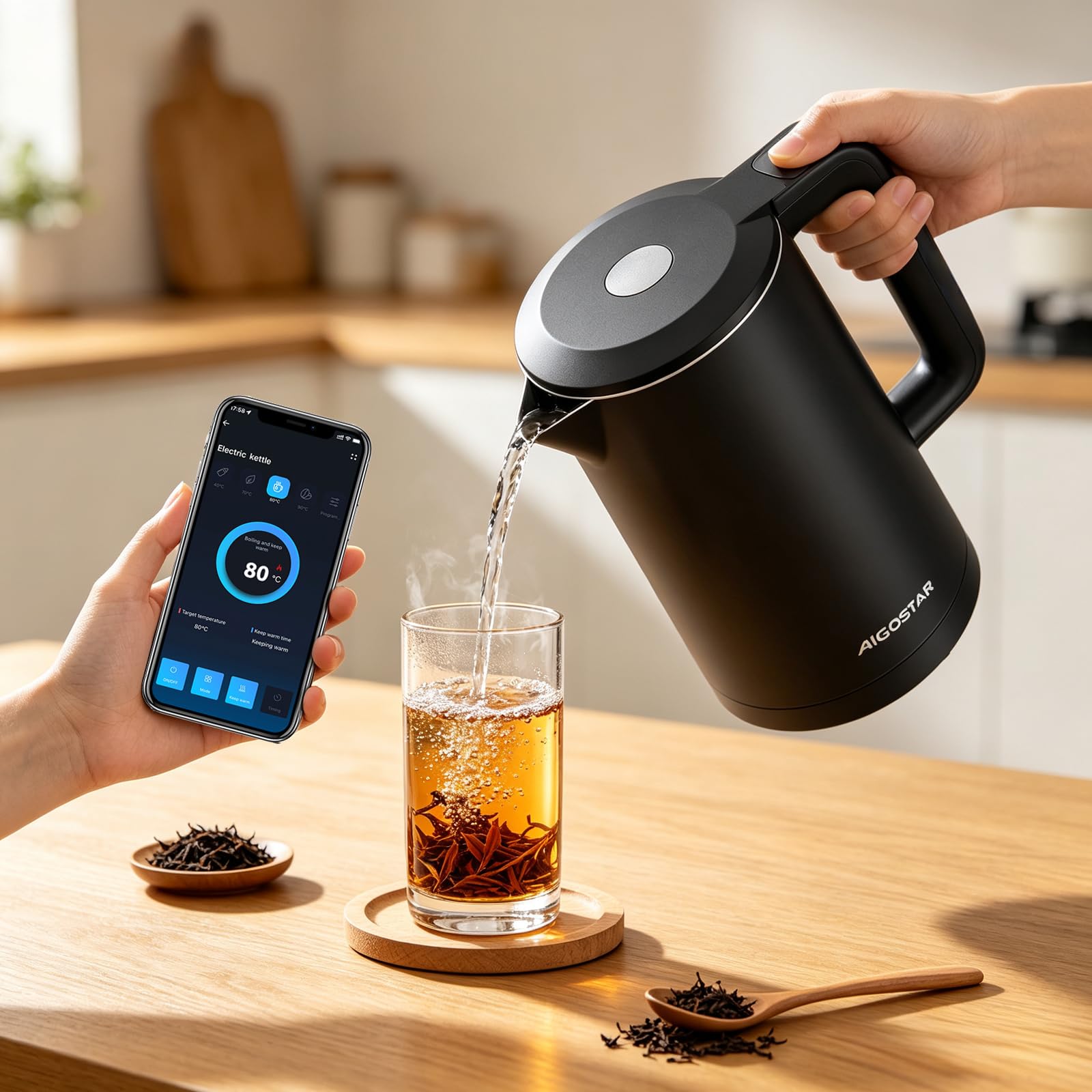 Aigostar Smart Wasserkocher 1.7L mit Temperatureinstellung für Babynahrung