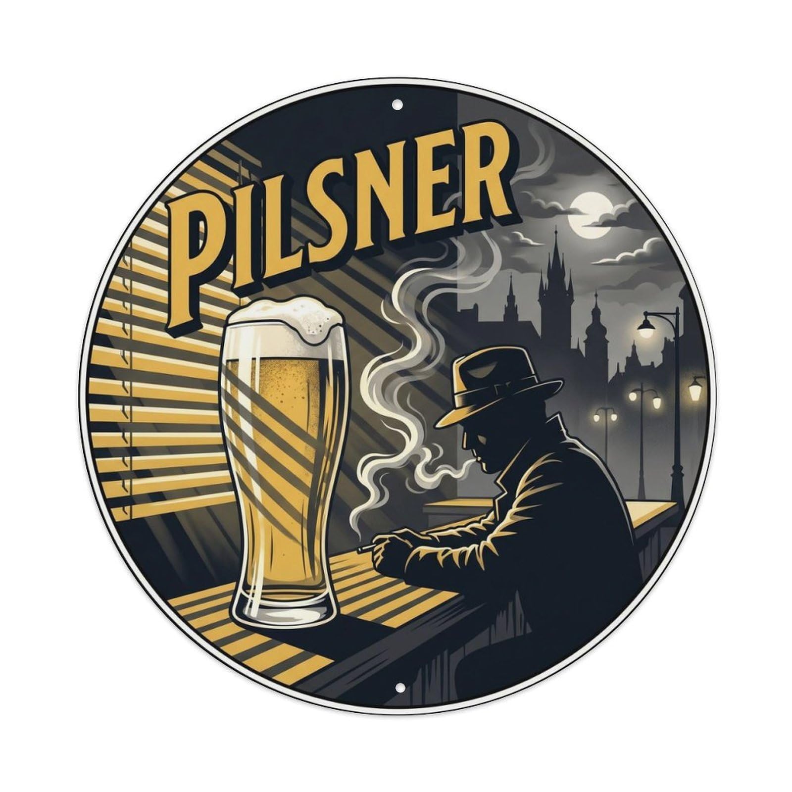 Pilsner Rustic Lager Beer Brewery Culture Dark Malt Metal Tin Sign