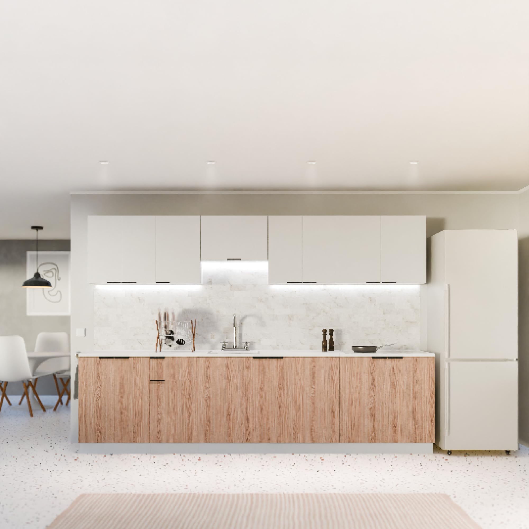 Blumfeldt Mueble de Cocina - Armario para Lavavajillas con Encimera MDF 30mm, Superficie de Melamina, Integración Perfecta, Fabricación Sostenible, Blanco-Roble