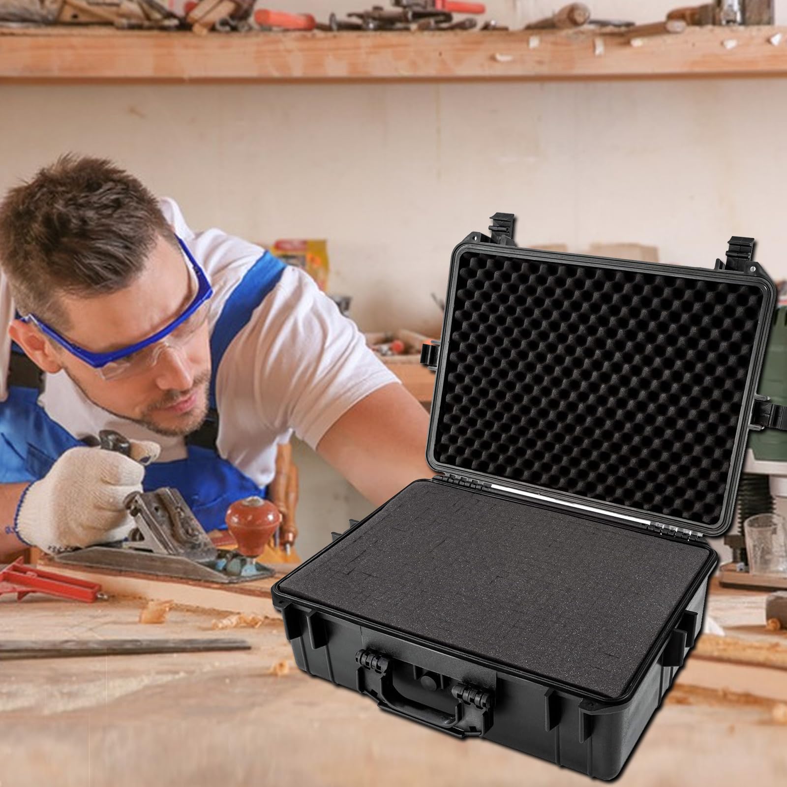 Quadratischer Schaumstoff, hochdichter Schaumstoff, zuschneidbare Polyurethan-Schaumstoffplatten für Spielbox, Werkzeugkasten, Bastelorganizer, Kamera-Aufbewahrung, Schwarz, 6 Stück