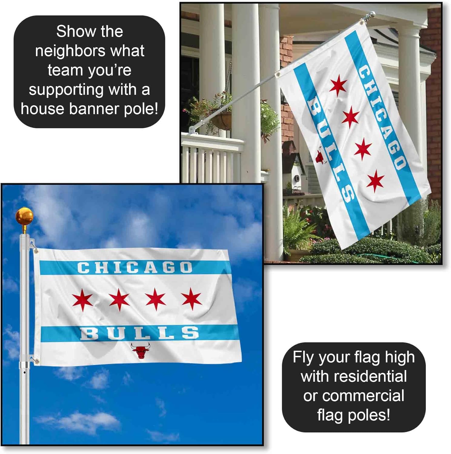 WinCraft Chicago Bulls City of Chicago Indoor Outdoor Flag Banner - Image 3