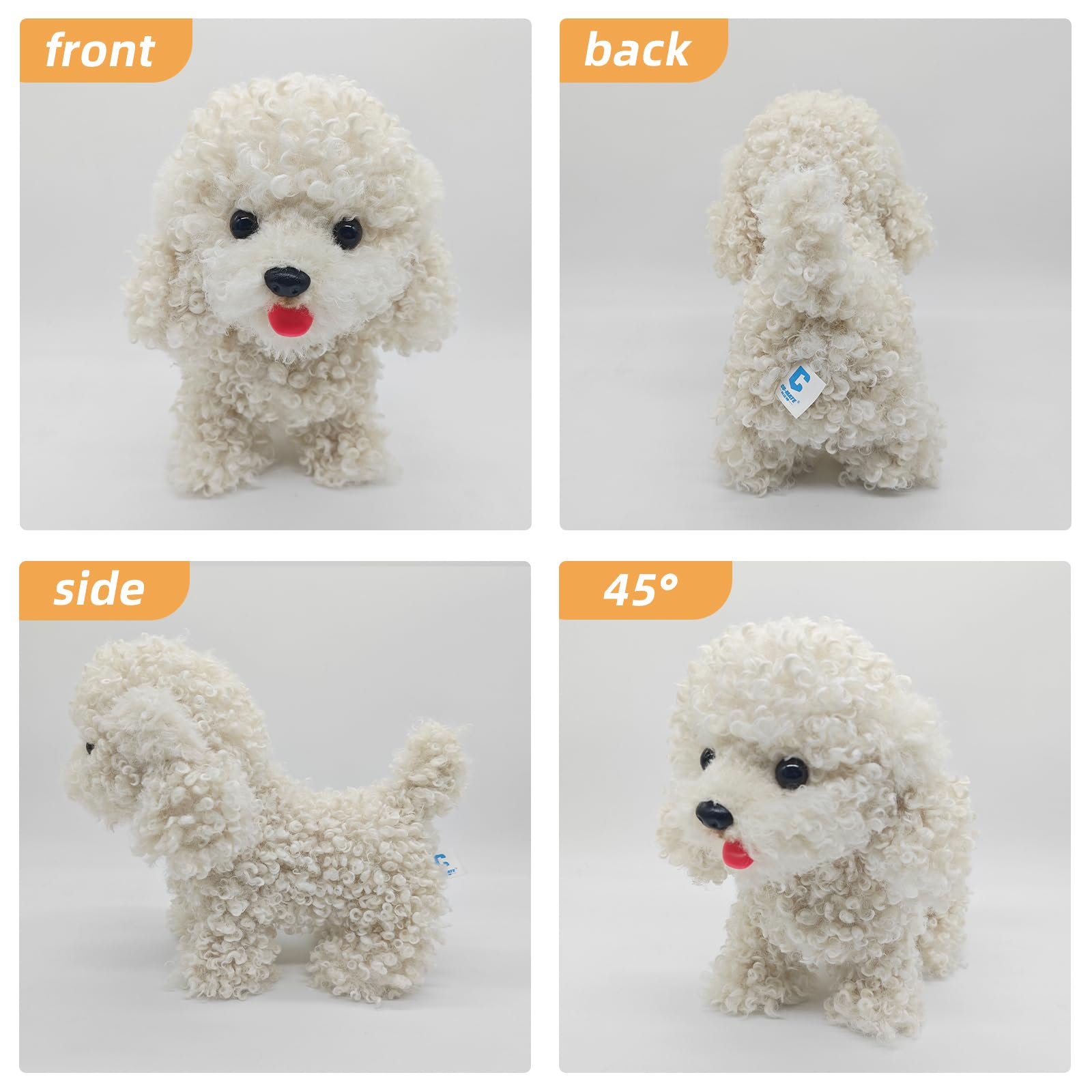 CU-MATE Perro de caniche caminante, perro de peluche electrónico, cachorro interactivo, caminar, ladrar, mover la cola y hablar, regalos para niños y niñas
