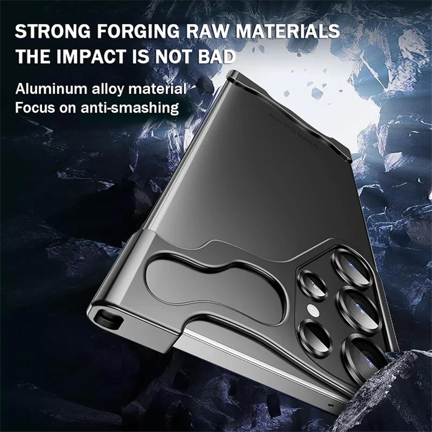 Metal Case for Samsung Galaxy S23 Ultra/S23 Plus/S23, Aluminum Alloy Corner Pad Slim Lightweight Frameless No Back Minimalist Zero Signal Interference with Camera Protection