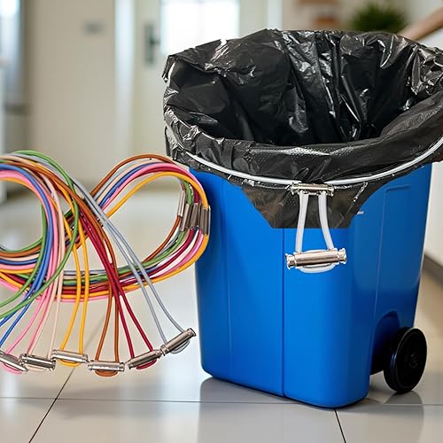 Miniatura 7 de Juego de 8 bandas para cubos de basura, bandas de goma ajustables para cubos de basura grandes, se adaptan a 8-33 galones de cocina, oficina