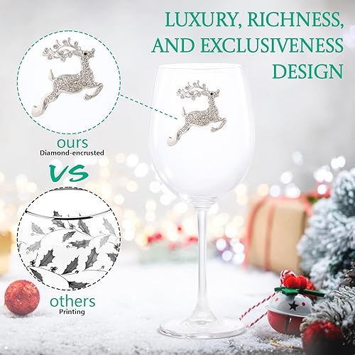 Miniatura 5 de Vipush Juego de copas de vino de 2 a 19 onzas con cristal de reno, regalo de Navidad, cristalería de invierno, copas con incrustaciones de