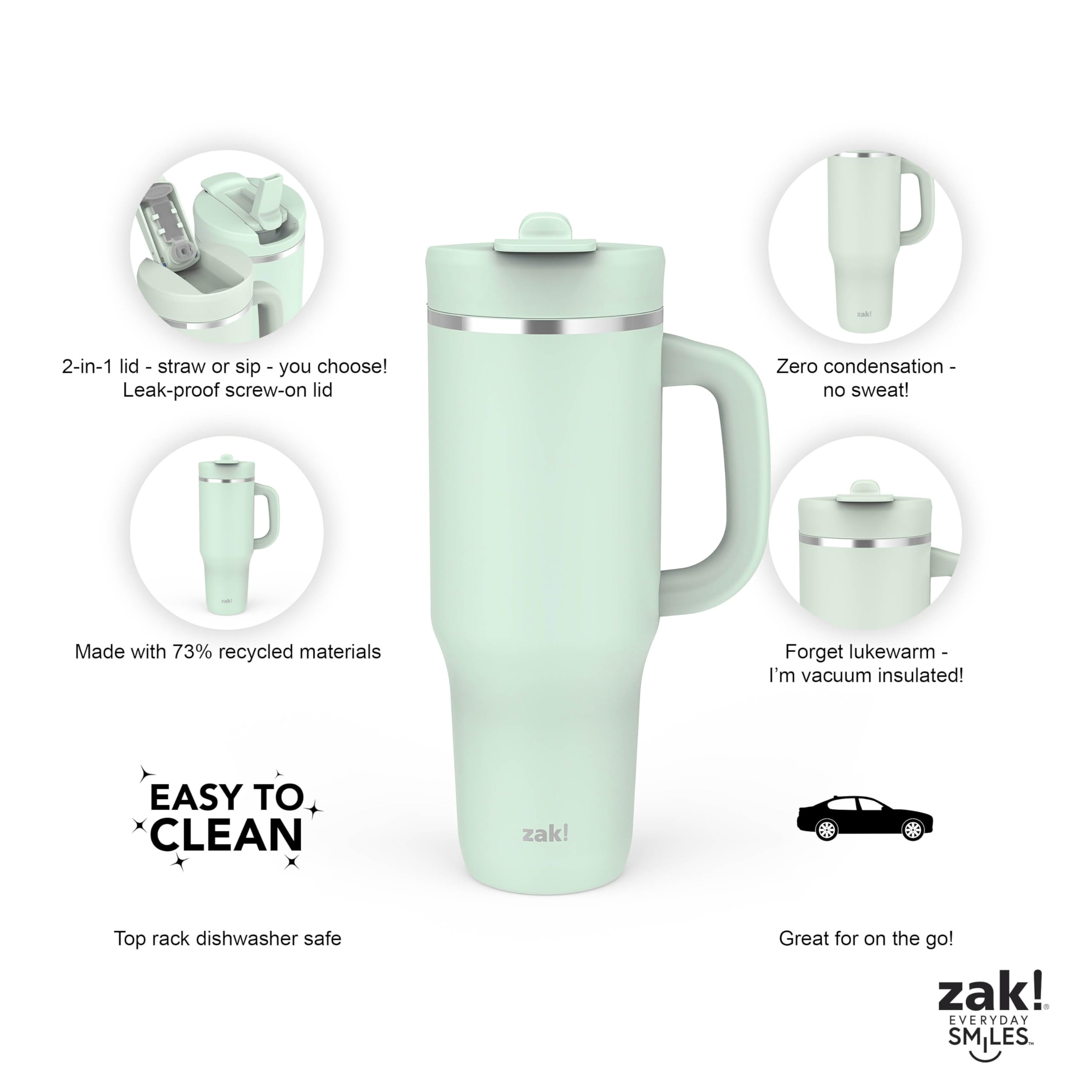 Amazon.com: Zak Designs Harmony 2-in-1 Coffee Tumbler for Travel