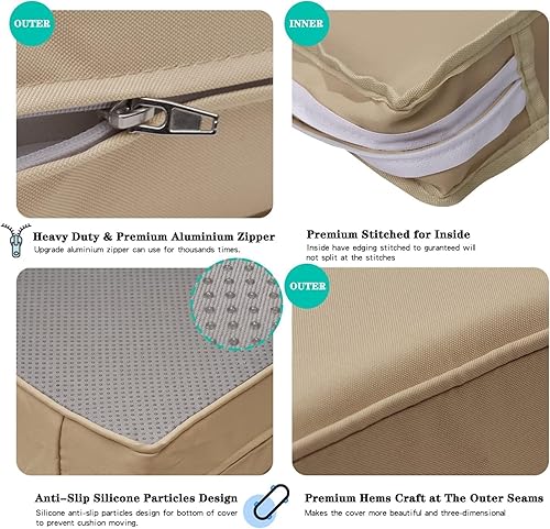 Miniatura 3 de Paquete de 13 fundas de repuesto para cojines de patio al aire libre para 8 piezas de muebles de ratán de mimbre de 6 plazas, juego de conversación