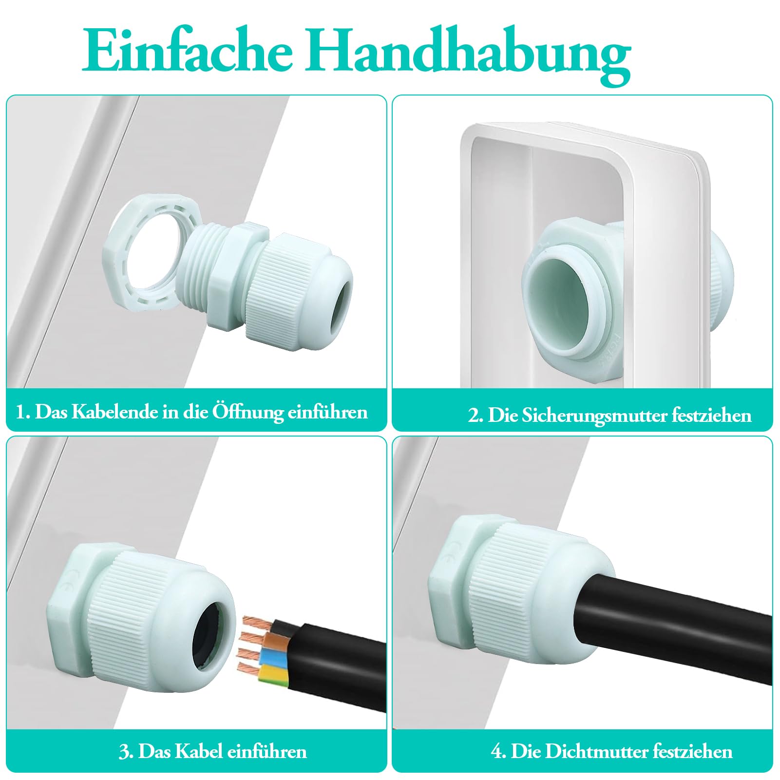 Prensaestopas de cable M20, pasacables resistente al agua, gris, ajustable, para exterior