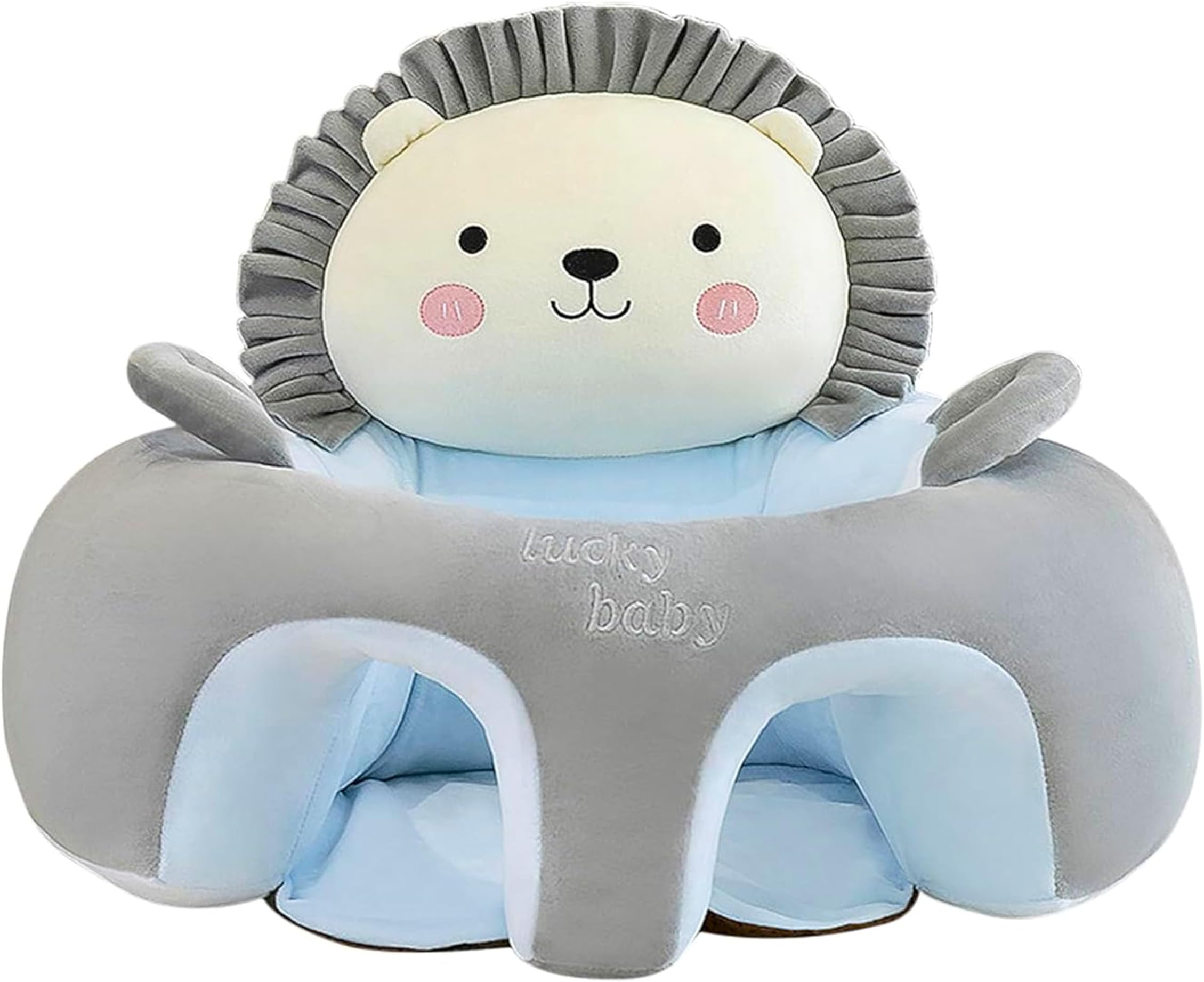 MONAMORE Baby Sofa Chair – Cute Lion Design | Infant Support Seat (55cm x 40cm x 30cm) | Pillow Protector Sitting Sofa Plush Cushion Seat for Babies & Toddlers (3 to 24 Months)