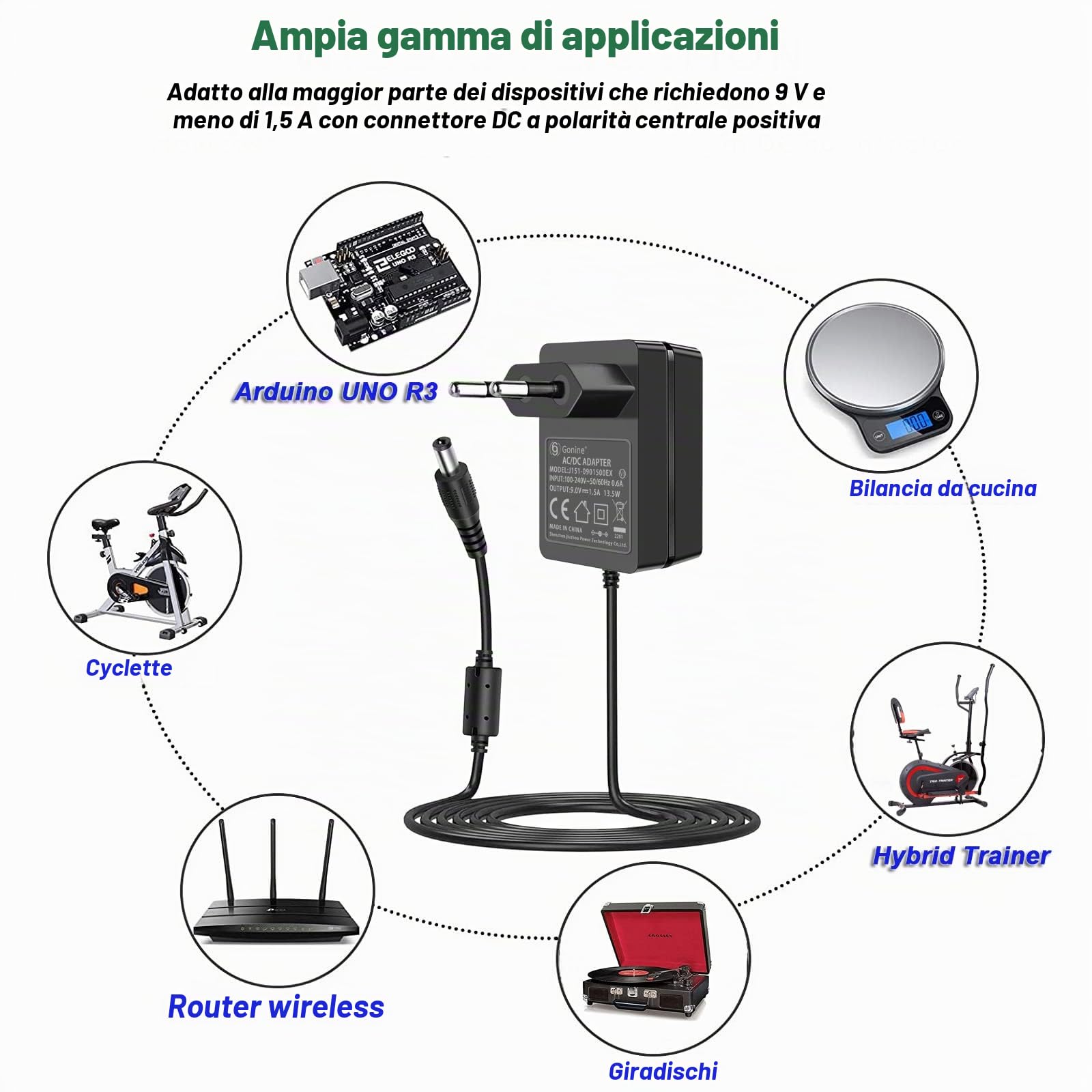 DC 9V 0.5A Power Adapter 5.5mm x 2.1mm Plug Positive Center DC 9V 0.5A Power Adapter 5.5mm x 2.1mm Plug Positive Center