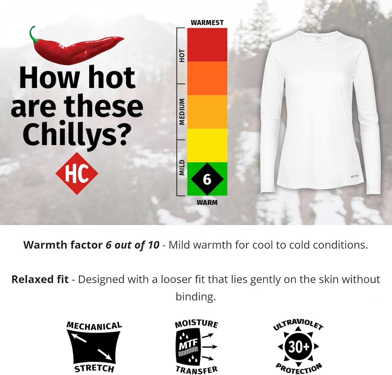 Hot Chillys Women's Peach Skins Solid Crewneck Lightweight Relaxed Fit Base Layer | Moisture-Wicking Long Sleeve Thermal Top - Image 4