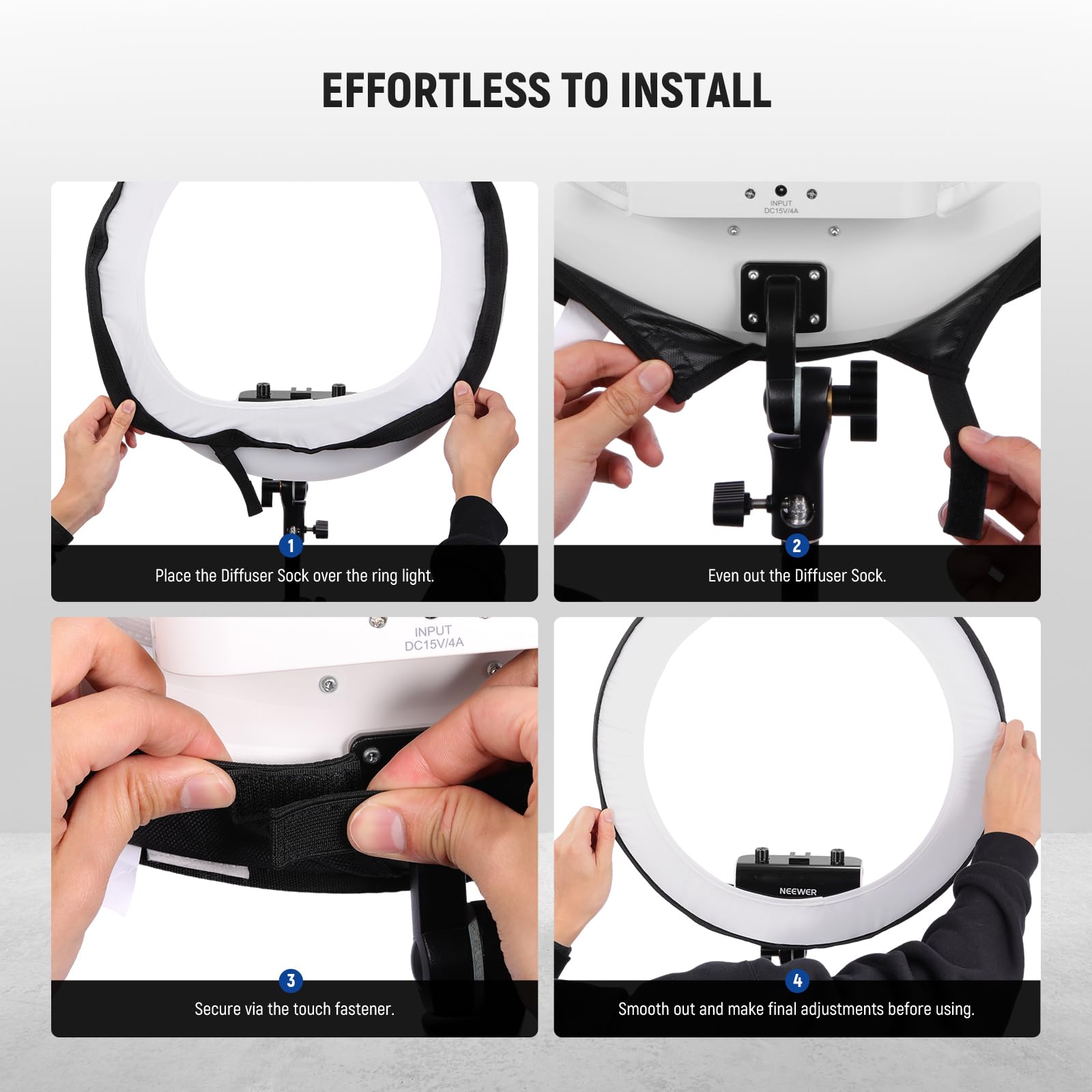 NEEWER Diffuseur de lumière annulaire Uniquement pour RP18B Pro 18", sans Fuite de lumière, diffuseur en Tissu Softbox, lumière de Photographie Pliable Professionnelle pour Enregistrement Vidéo,NS007