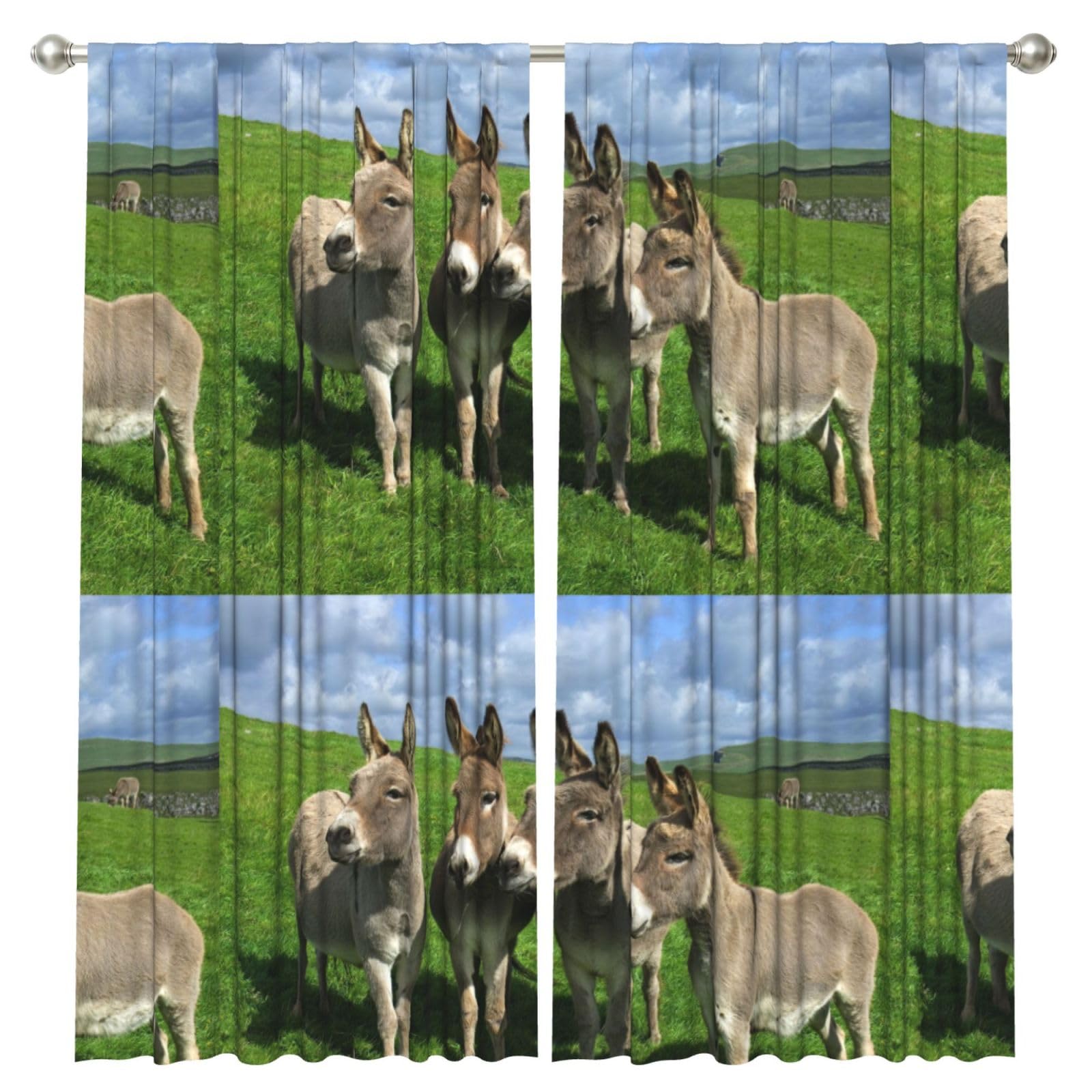 InOmak Small Donkey Meadows, 2 Panels Window Curtains 52 x 84 Inch Blackout Curtains for Living Room Bedroom