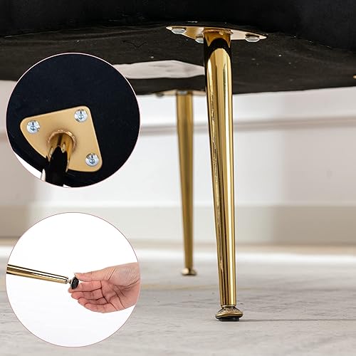 Miniatura 6 de Janoray Juego de 2 sillas decorativas de terciopelo cómodas para sala de estar, sin brazos, silla lateral de mediados de siglo, silla de sofá