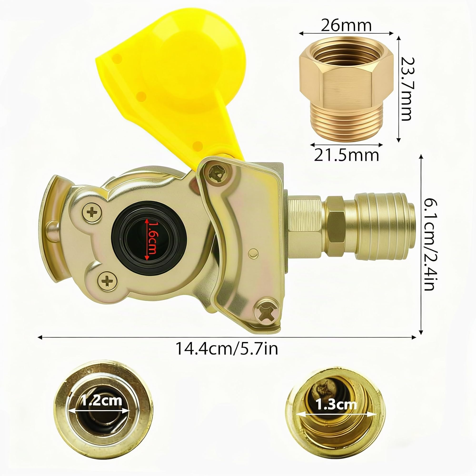 CHEVVY Cabezal de embrague con acoplamiento de aire comprimido 2515298, conexión de aire comprimido para camiones, tractores, frenos de aire comprimido (rojo o amarillo)