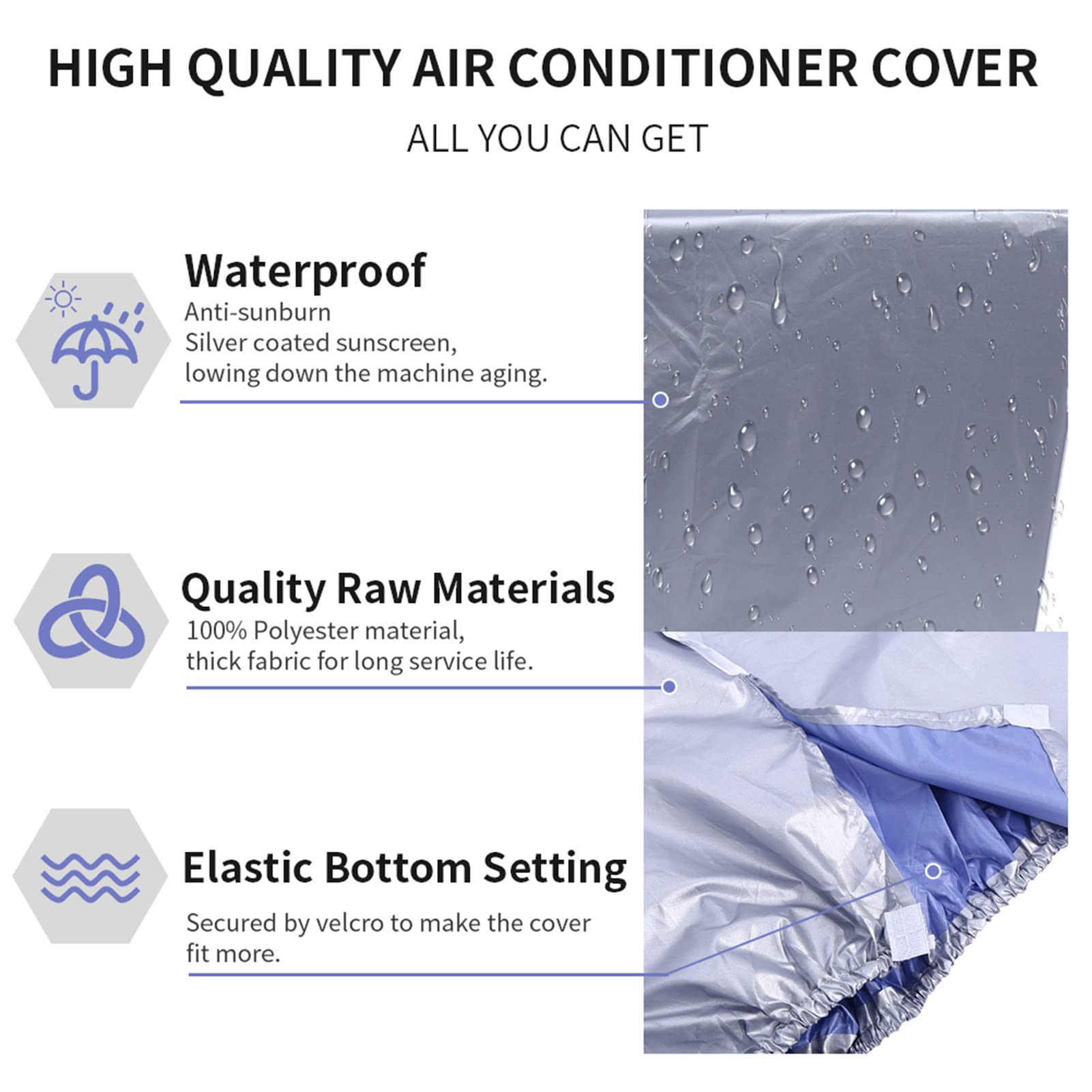 Zerodis Outdoor condizionatore d' aria copertura impermeabile condizionatore d' aria copertura antipolvere per la casa(94 * 40 * 73cm)