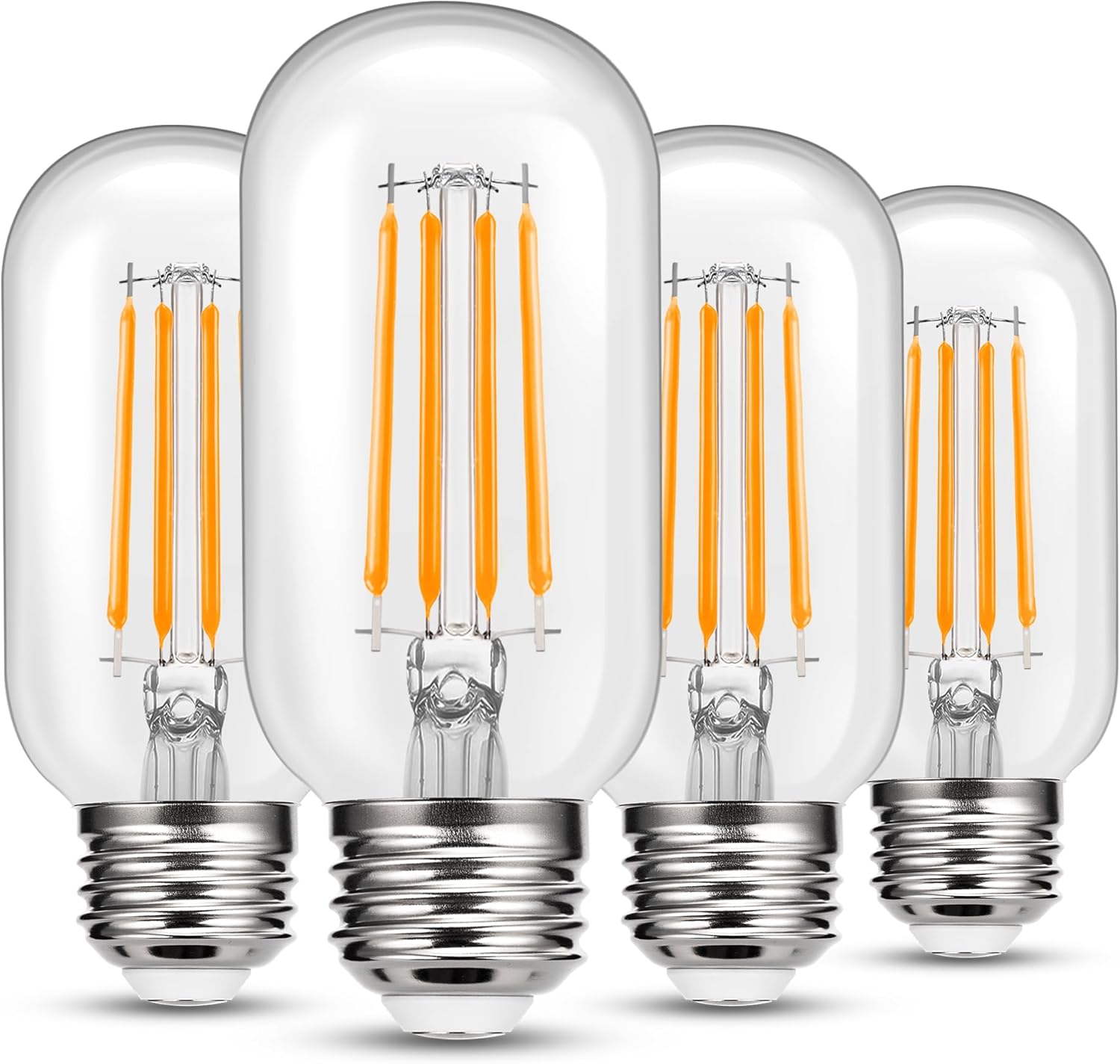 4 Pack LED Edison Bulbs, 4W Edison Light Bulbs 40W Equivalent, Vintage E26 LED Bulb T45 2700K Soft Warm White Clear Glass, 460LM Tubular Antique LED Filament Lights Bulb for Home, Non-Dimmable