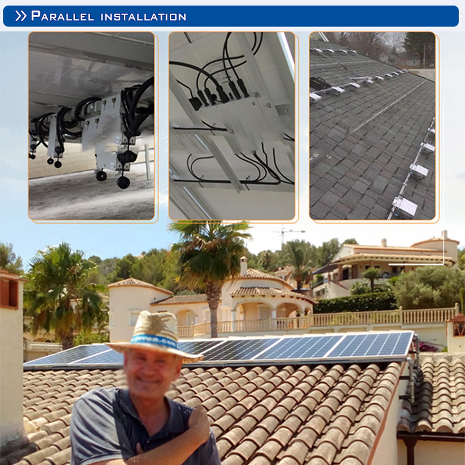 Micro Inverter Legato Alla Rete Solare,Micro Inverter Solare Impermeabile IP65,Micro Inverter In Lega Di Alluminio Tensione 22-50V Cc/120/230V Ca Sistema Di Monitoraggio Intelligente Gratuito,2000W