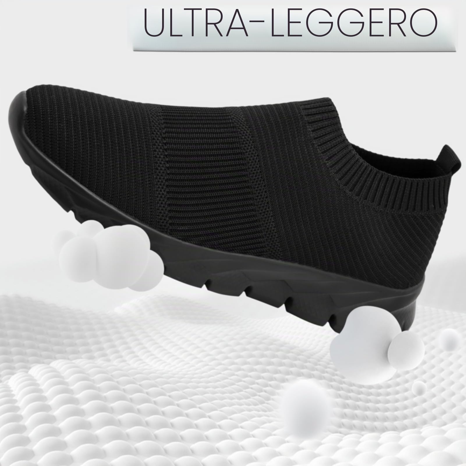 Scarpe Uomo Running Nero Palestra Sneakers Tennis Corsa Traspirante Comode Sportive Scarpe Slip on Leggero Camminata 43