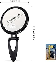 Vista 2 de Magnifying Mirror 20x / 1x Two Sided, Double Sided Magnifying Mirror with Stand, Magnified Hand Mirror for Makeup, Blackhead/Comedone Removal