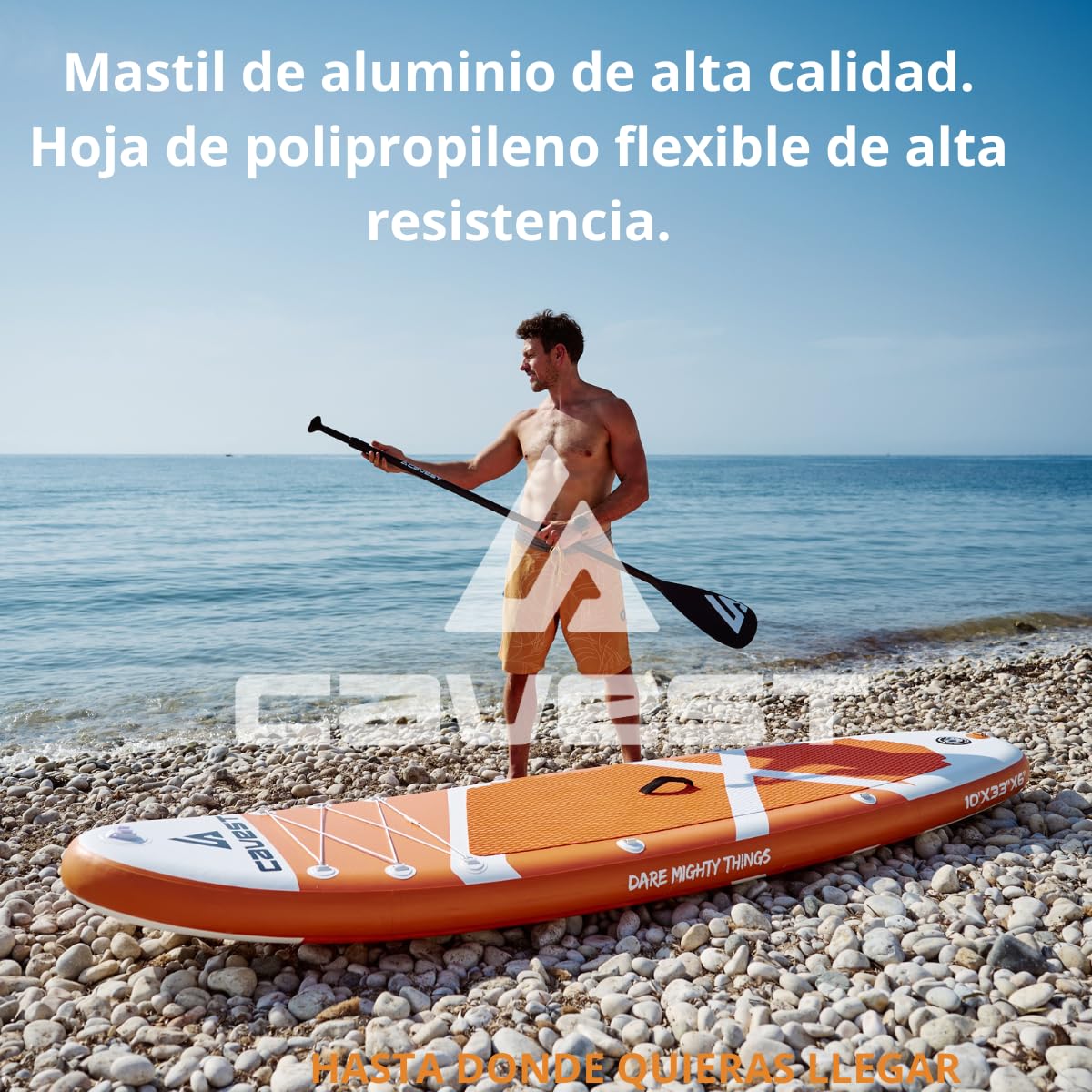 cavest Remo Paddle Surf Telescopico Ajustable, Remo De Paddle Surf Ligero Desmontable 3 Piezas.