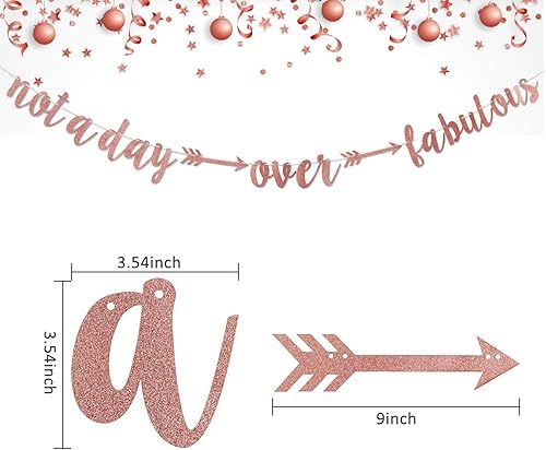 Miniatura 2 de Lnlofen Cartel de cumpleaños con purpurina de oro rosa, suministros de decoración de cumpleaños para mujeres y niñas, ideal para decoraciones de