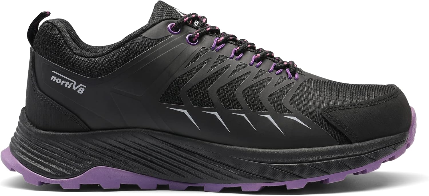 NORTIV 8 Women's Waterproof Hiking Shoes Lightweight Low-Top Trekking Trail Walking Shoes Outdoor Sneakers Black Purple 8.5 M US SNHS223W