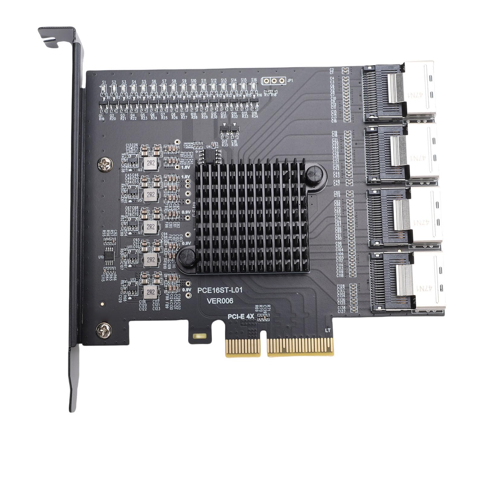 Jectse Adaptador PCIE a SFF 8087, Tarjeta de Expansión MINI SAS de 4 Puertos con Soporte Serial ATA 3.0 de 16 Puertos, para 10 11 2003 y